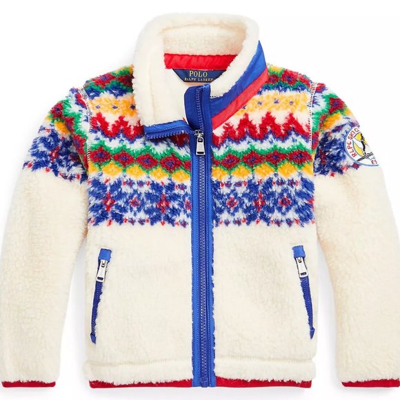 POLO RALPH LAUREN Little Girls Fair Isle Full-Zip Teddy Fleece Jacket Size 6X